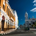 CUB SDEC SantiagoDeCuba 2019APR19 004  The oldest cathedral in the city -   Santa Basílica Metropolitana Iglesia Catedral   is the grey building on the right. : - DATE, - PLACES, - TRIPS, 10's, 2019, 2019 - Taco's & Toucan's, Americas, April, Caribbean, Cuba, Day, Friday, Month, Santiago de Cuba, Year